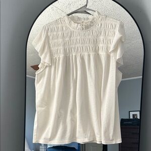 Ann Taylor Cream Smocked Blouse